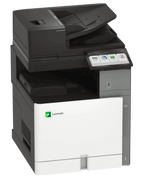 Right-angled perspective view of the Lexmark XC9635 multi-function business printer unit, showcasing its right side panel contour lines, heavy-duty build quality, and open paper processing elements against a plain white background.